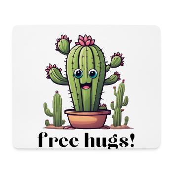 Free Hugs Cactus Cartoon - Funny Cactus Stinger - Mouse Pad (horizontal) - white - Front