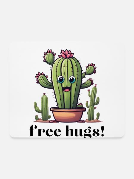 free hugs kaktus cartoon - lustiger Kaktus Stachel - Mousepad (Querformat) - Weiß
