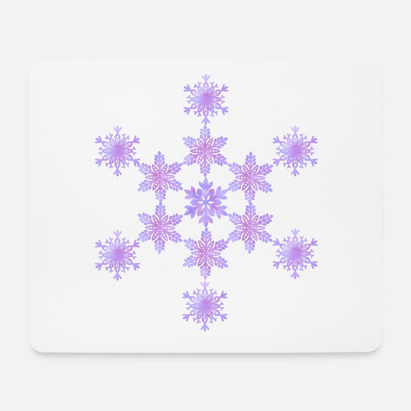 Schneeflockenmandala - Mousepad (Querformat) - Weiß