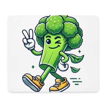 Cool Walking Brocoli Cartoon Design - Tapis de souris (format paysage) - blanc - Devant