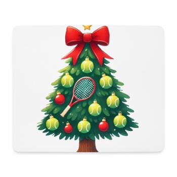 Festive Tennis Christmas Tree Design - Mouse Pad (horizontal) - white - Front