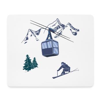 Scène de ski Station de remontées mécaniques Sports d’hiver - Tapis de souris (format paysage) - blanc - Devant