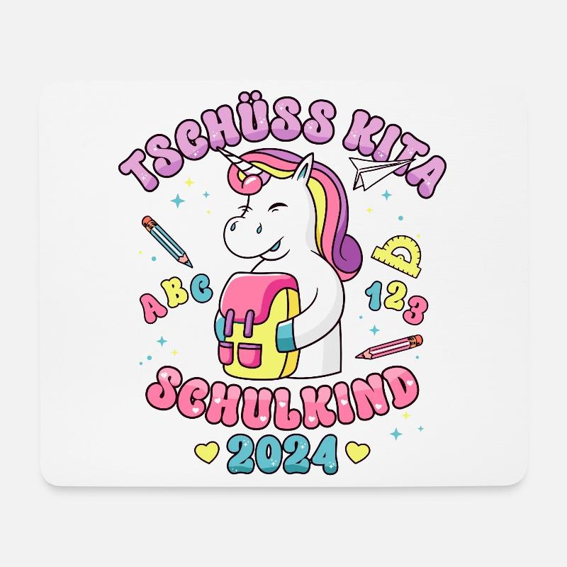 Schulkind 2024 Einschulung Mädchen Einhorn - Mousepad (Querformat) - Weiß