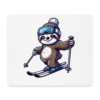 Entspannter Faultier-Skifahrer – Wintervergnügen - Mousepad (Querformat) - Weiß - Vorne