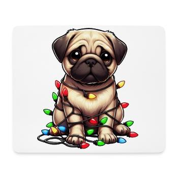 Pug Christmas fairy lights sweet clumsy - Mouse Pad (horizontal) - white - Front