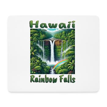 Hawaii rainbow waterfall lush forest - Mouse Pad (horizontal) - white - Front