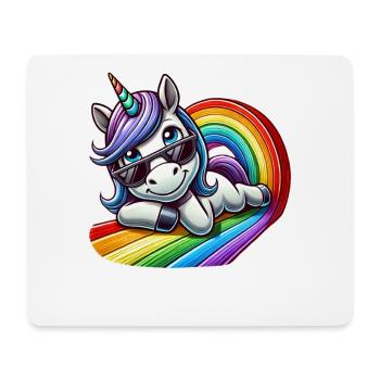 Cool unicorn rainbow riding waves relaxing - Mouse Pad (horizontal) - white - Front