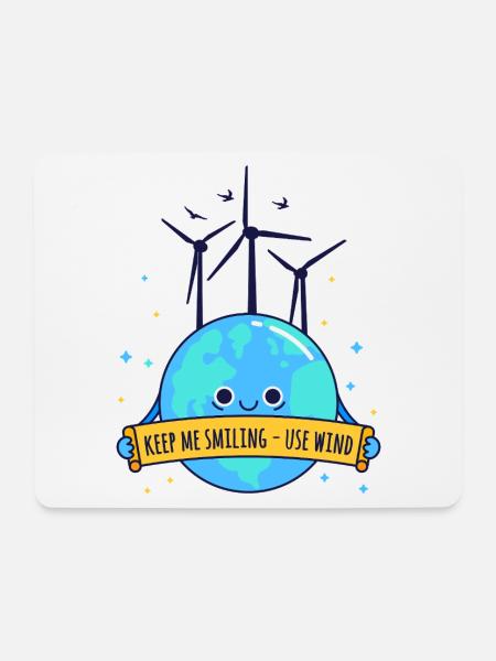 Lächelnde Erde dank Windkraft – Für eine saubere Z - Mousepad (Querformat) - Weiß