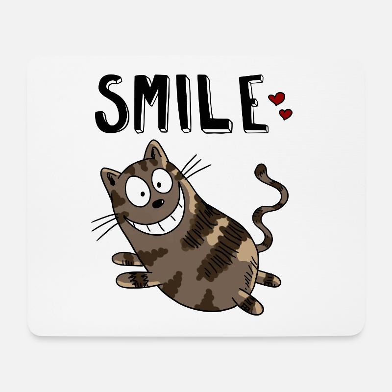 Smile Grinsekatze - Katze - Katzen - Herz - Cat - Mousepad (Querformat) - Weiß
