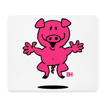 Whimsical Pink Pig Cartoon Design - Mouse Pad (horizontal) - white - Front