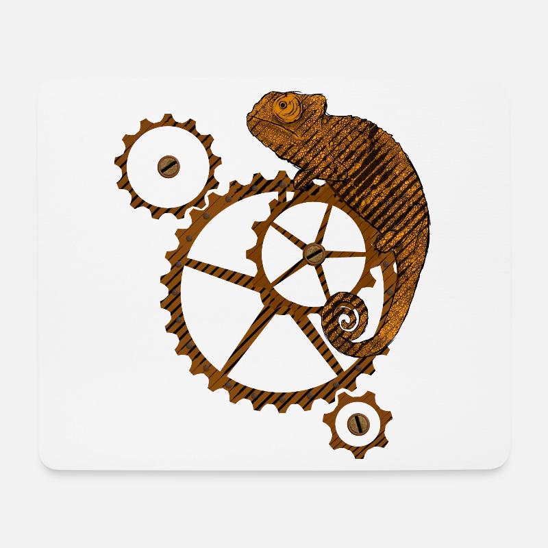 Steampunk Chamäleon - Mousepad (Querformat) - Weiß