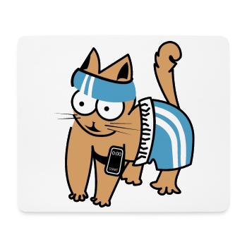 Katze smartphone Fitness lustig Sport Training - Mousepad (Querformat) - Weiß - Vorne