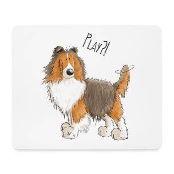 Sheltie Play - Shetland Sheepdog - Shelties - Hund - Mousepad (Querformat) - Weiß - Vorne
