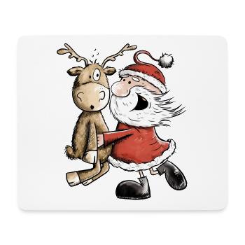 Weihnachtsmann Mit Rentier I Weihnachten Geschenk - Mousepad (Querformat) - Weiß - Vorne
