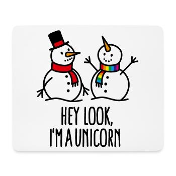 Hey look I'm a unicorn, snowman, christmas - Mouse Pad (horizontal) - white - Front