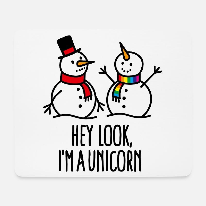 Hey look I'm a unicorn, Schneemann, Weihnachten - Mousepad (Querformat) - Weiß