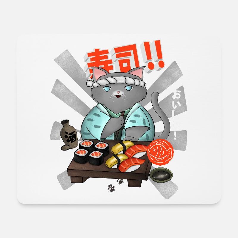 Sushi Cat Chef - Mousepad (Querformat) - Weiß