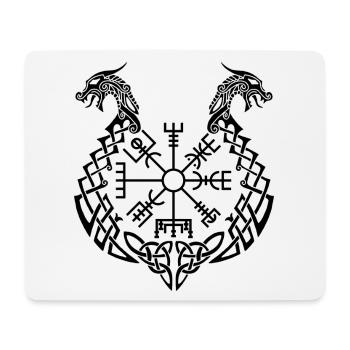 Schwarzer Drache und Wikingerkompass - Mousepad (Querformat) - Weiß - Vorne