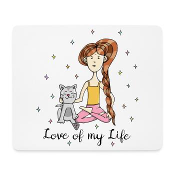 Yoga Katze "Love of my Life" - Mousepad (Querformat) - Weiß - Vorne