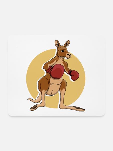Känguru-Boxer - Mousepad (Querformat) - Weiß