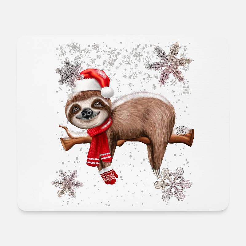Weihnachten Faultier niedlich - Mousepad (Querformat) - Weiß