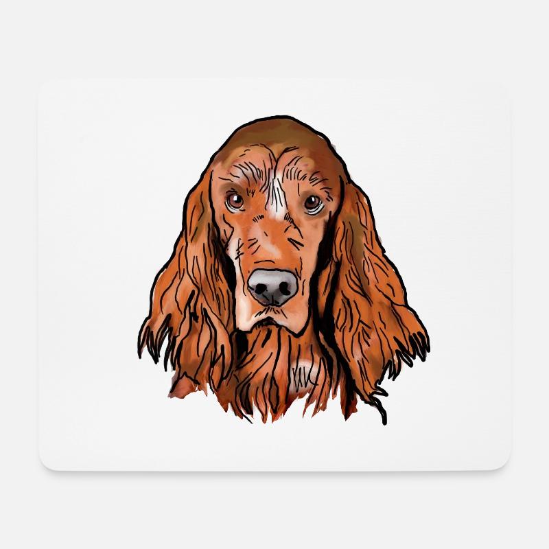 Setter irlandais - Tapis de souris (format paysage) - blanc