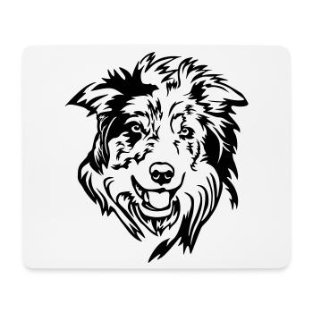 Tête de Border Collie - Tapis de souris (format paysage) - blanc - Devant