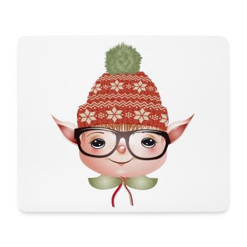 zauberhafter süßer Weihnachtself mit Brille - Mousepad (Querformat) - Weiß - Vorne