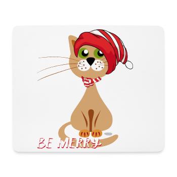 sois Joyeux Chat de Noël - Tapis de souris (format paysage) - blanc - Devant