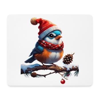 Sweet, small and friendly Christmas bird - Mouse Pad (horizontal) - white - Front