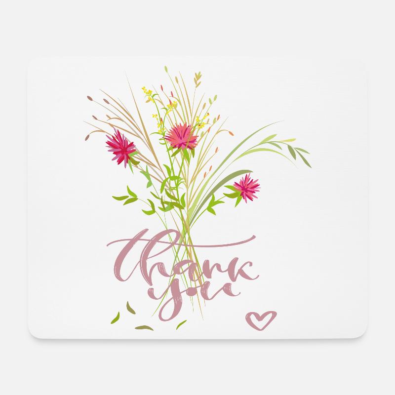 Blumenstrauß, Thank You - Mousepad (Querformat) - Weiß