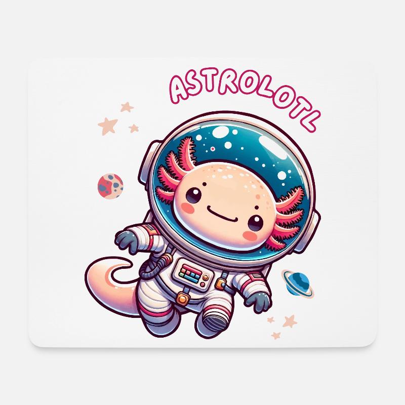 Axolotl Astronaut in Space - Kawaii Art - Mouse Pad (horizontal) - white