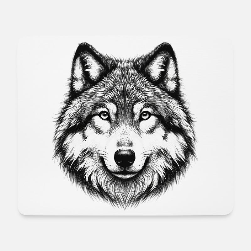Wolf - Mousepad (Querformat) - Weiß