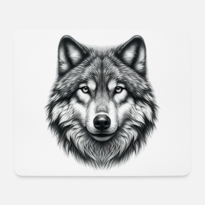 Wolf - Mousepad (Querformat) - Weiß