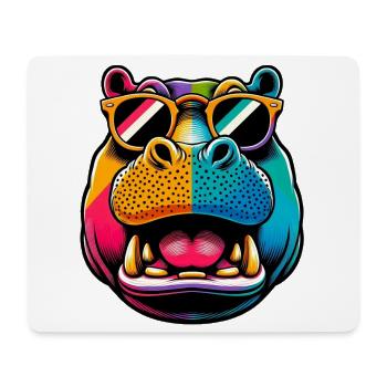 Hippopotamus with Sunglasses - Mouse Pad (horizontal) - white - Front