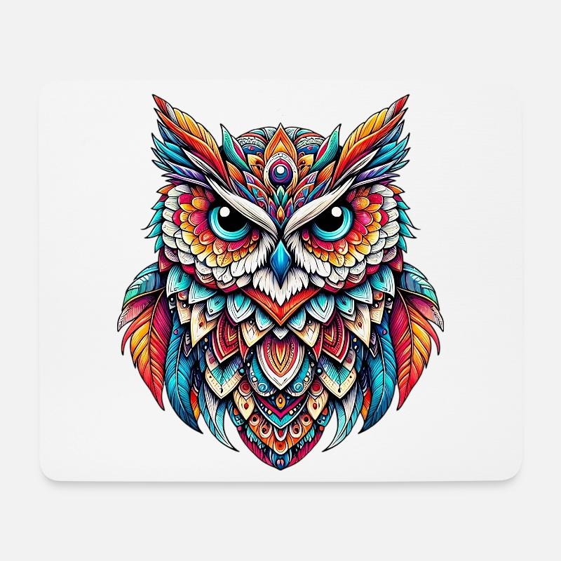 Eule - Mousepad (Querformat) - Weiß
