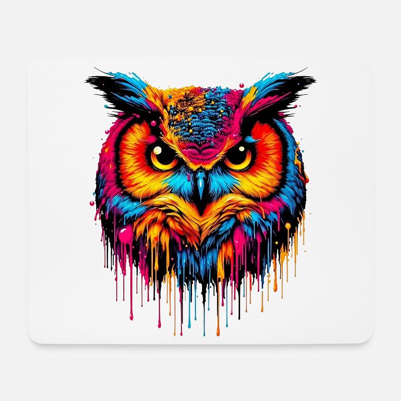 Eule - Mousepad (Querformat) - Weiß
