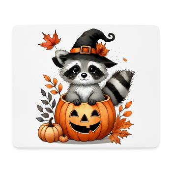 Raton laveur d’Halloween à la citrouille : Doux plaisir effrayant - Tapis de souris (format paysage) - blanc - Devant