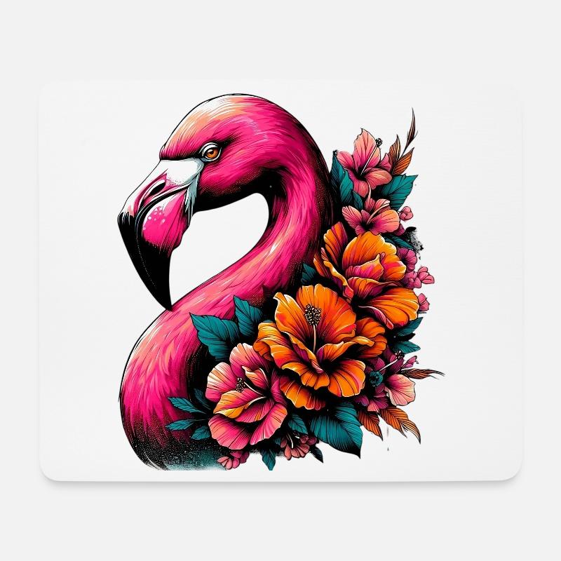 Flamingo - Mousepad (Querformat) - Weiß