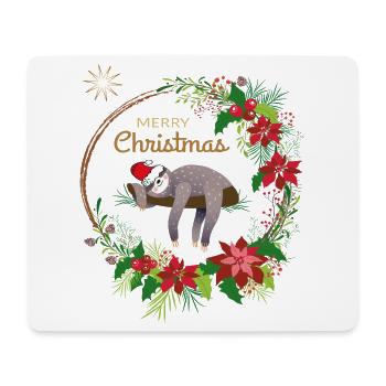 Sloth wishes Merry Christmas - Mouse Pad (horizontal) - white - Front