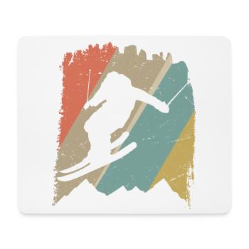 Retro Snowboard Silhouette auf Pastellstreifen - Mousepad (Querformat) - Weiß - Vorne
