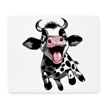 Springendes Kälbchen - Lustiges Kuh Kalb Design - Mousepad (Querformat) - Weiß - Vorne