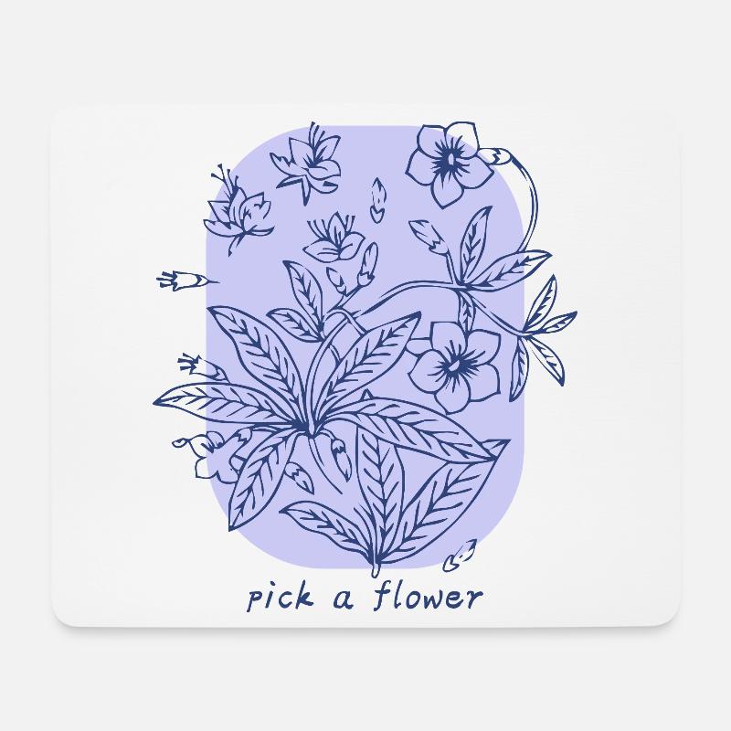 Pick a Flower - Mousepad (Querformat) - Weiß