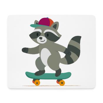 Skateboard raccoon with baseball cap - Mouse Pad (horizontal) - white - Front
