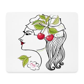 Woman's head with cherries - Mouse Pad (horizontal) - white - Front