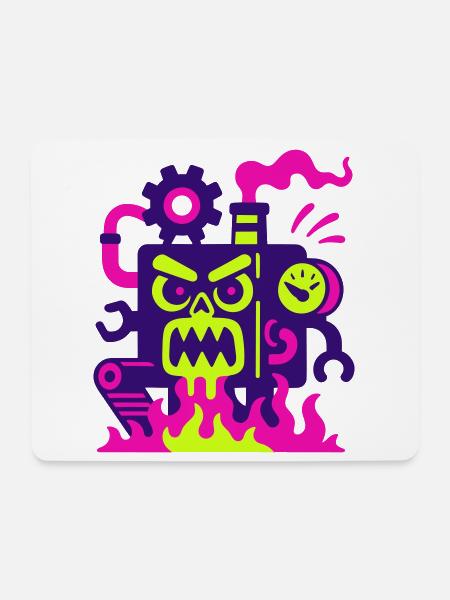 Monster Machine on Fire - Mousepad (Querformat) - Weiß
