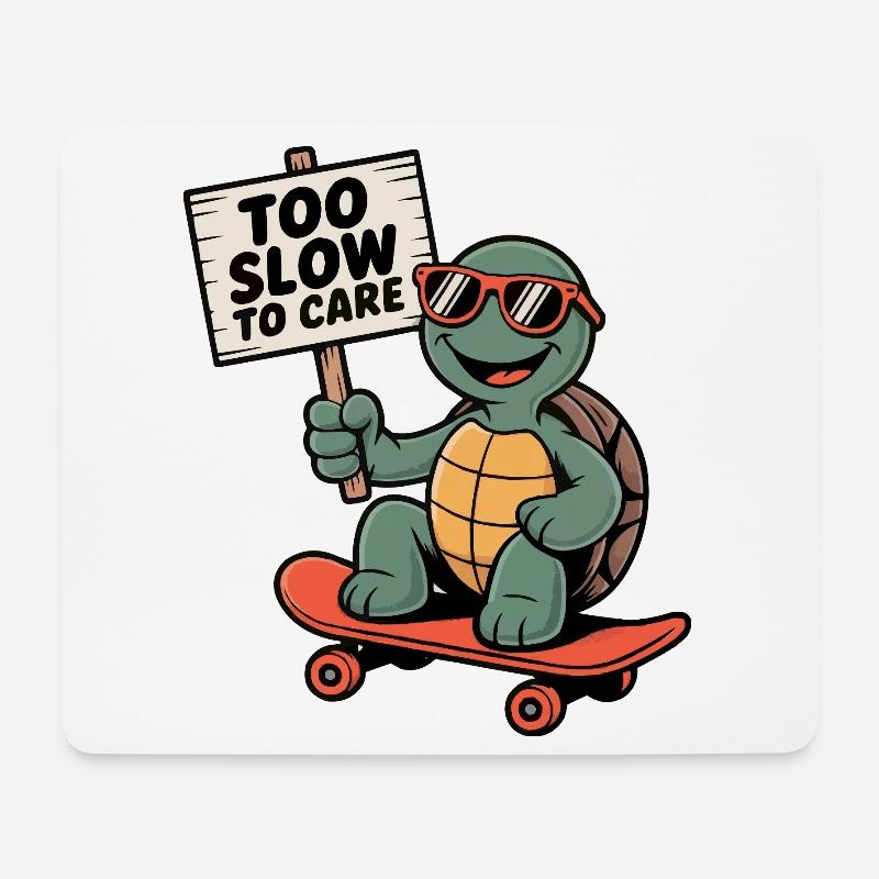 Schildkröte, Turtle -too slow to care Schild - Mousepad (Querformat) - Weiß