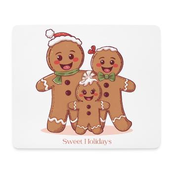 Sweet Holidays – Lebkuchenfamilie Xmas Design - Mousepad (Querformat) - Weiß - Vorne