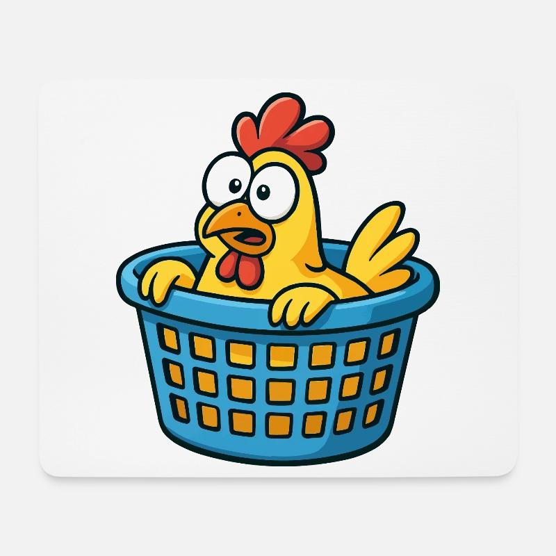 Verspielter Hühner-Karton Druck - Mousepad (Querformat) - Weiß