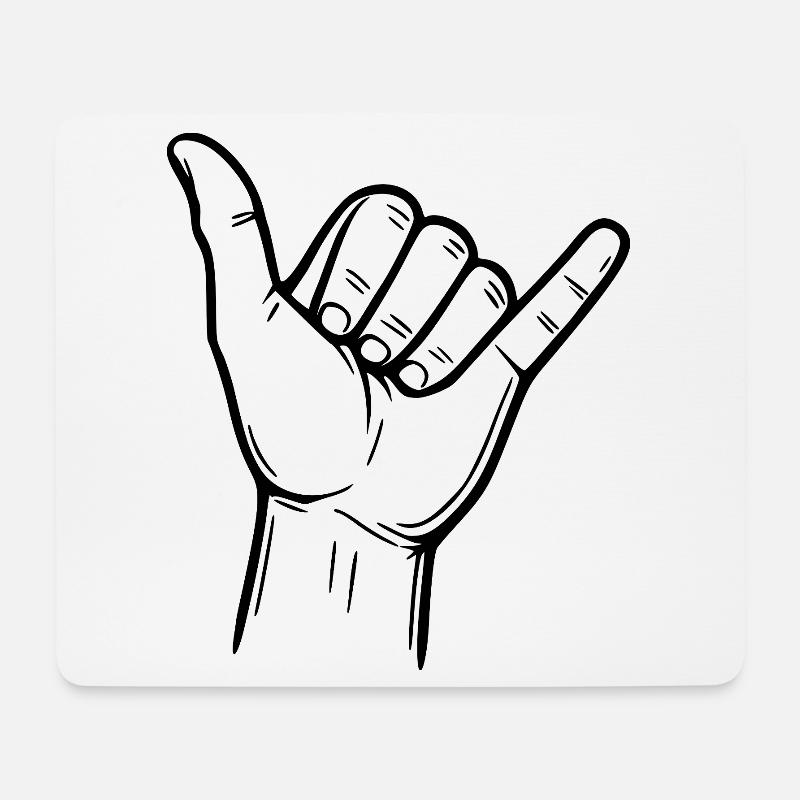 Shaka Handzeichen – Surfer Sign - Mousepad (Querformat) - Weiß